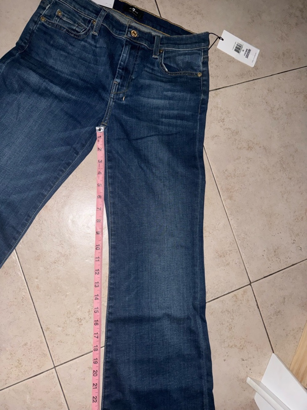 7 For All Mankind Dark Indigo Jeans with Gold Hardware - Picture 7 of 8